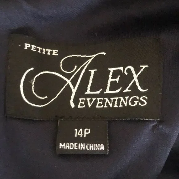 Alex Evenings Navy Sleeveless Gown Sz14P - Picture 10 of 16